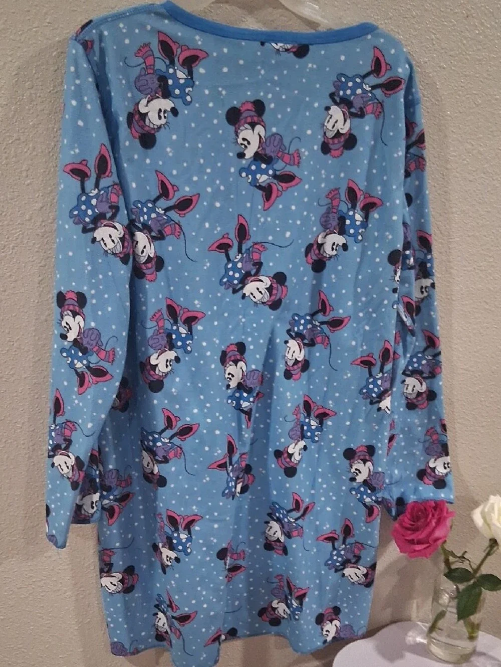 Disney Light Blue Minnie Mouse Polka Nightshirt with Pink Accents
